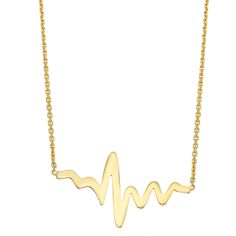 10k Gold Heartbeat Necklace, Women's, Size: 16"", Yellow Heartbeat Necklace, Snow Fashion, Adjustable Necklace, 10k Gold, Metal Rings, In A Heartbeat, Street Style Women, Spring Rings, Chain Lengths