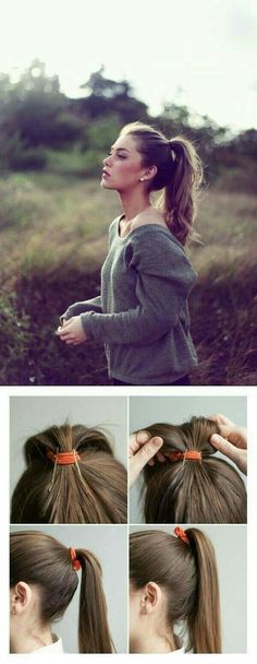 Pour une queue de cheval haute : - passer 2 épingle barrettes dans vos cheveux. Summer Ponytail, A Ponytail, Top Hairstyles, Red Riding Hood, Ponytail Hairstyles