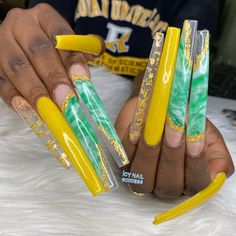 Jamaican Nails Ideas, Jamaican Nails, Watermarble Nails, Really Long Nails, Joy Nails, Jamaican Vacation, Acrylic Toe Nails