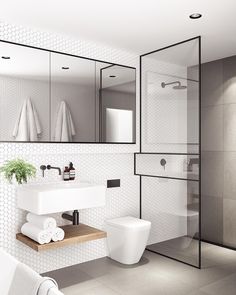 the bathroom is clean and ready to be used by someone in their home or business