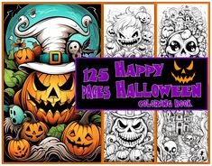 halloween coloring book pages with pumpkins and jack - o'- lanterns on them