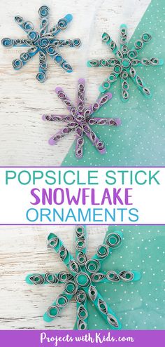 popsicle stick snowflake ornament craft for kids to make and decorate