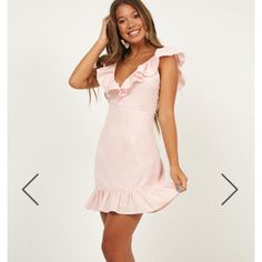 Nwt, I Have 2 Different Sizes. So Cute And Flattering, Great For Any Occasion!! Love These But Unfortunately Neither Fit :/ Elegant Pink Ruffled Sundress, Elegant Pink Mini Sundress, Feminine Sundress For Date Night, Elegant Pink Sundress For Brunch, Feminine Lined Dress For Date Night, Elegant Pink V-neck Sundress, Pink Knee-length Mini Dress For Vacation, Elegant V-neck Sundress With Ruffle Hem, Pink Fit And Flare Mini Dress, Flirty Style