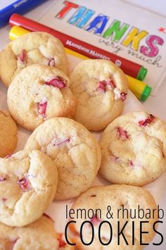 lemon and rhubarb cookies with crayons on the side