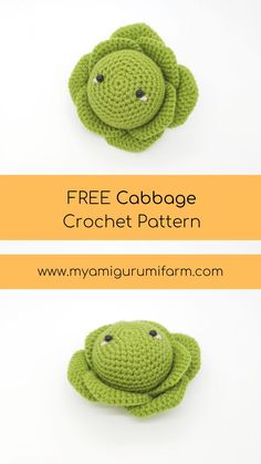 FREE Cabbage - crochet pattern 
www.myamigurumifarm.com Crochet Olive Free Pattern, Crochet Vegetables Free Pattern Veggies, Cabbage Crochet Pattern Free, Amigurumi Broccoli Free Pattern, Crochet Turnip Pattern Free, Amigurumi Pickle Pattern, Free Crochet Vegetable Pattern