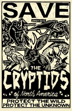 a poster with an image of some animals and words that say save the crypts