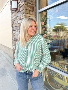 An elegant twist on a classic button down! Brunch Date