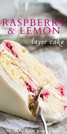 the cover of raspberry cake with lemon buttercream