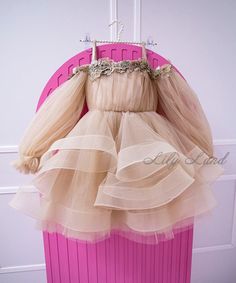 Long Sleeve Tulle Tutu Dress With Ruffles, Long Sleeve Tulle Princess Dress With Ruffles, Cream Tutu Dress With Ruffles For Baptism, Cream Princess Dress With Ruffles, Cream Ruffled Tutu Dress For Baptism, Fitted Cream Princess Dress With Ruffles, Sweet Tulle Tutu Dress With Ruffles, Sweet Ruffled Tutu Dress, Cute Long Sleeve Ruffled Tutu Dress