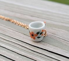 Teacup Necklace. CHOOSE YOUR CUP! Gift For Mom, Anniversary Gift. Birthday. Alice In Wonderland. by TreeTownPaper on Etsy Tea Cup Necklace, Red Orchids, Wood Guest Book, Custom Cufflinks, Flower Cup, Memory Locket, Lilac Flowers, Cup Gifts, Perfect Gift For Mom