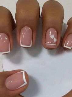 24pcs French Style Square Shaped False Nail Set With White Border And Minimalist Design Press On Nails Nail Supplies | SHEIN USA French Manicure Acrylic Nails, French Manicure Nails, Simple Gel Nails, Work Nails, Her Nails, Short Square Acrylic Nails, Short Acrylic Nails Designs, Square Acrylic Nails, Classy Nails