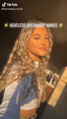 How To Make Your Hair Wavy With Braids, Heatless Curls Braids, Braids For Wavy Hair Overnight, Heatless Wavy Hair, Cute Hairstyles For Wavy Hair, Cute Wavy Hairstyles, Heatless Overnight Curls, Braid Waves, Overnight Heatless Curls