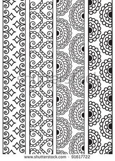 four black and white patterns with different designs on each side, all in the same pattern