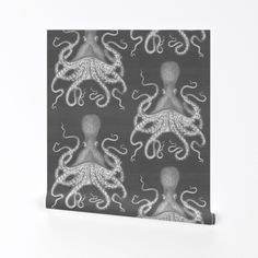 an octopus pattern on a black and white background is featured in this canvas wall art