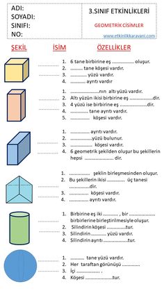 3.Sınıf Matematik Geometrik Cisimler Değerlendirme Etkinliği-1 PDF Çalışma Sayfası Paper Flowers