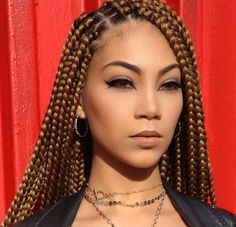 Large Box Braids Styles With Color, 12 Inch Box Braids Hairstyles, Picaboo Box Braids, Classic Box Braids, African American Box Braids, Brown Hair Box Braids, Ginger Copper Box Braids, Knotted Box Braids Hairstyles, Hair For Box Braids