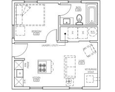 the floor plan for a two bedroom apartment with an attached kitchen and living room area