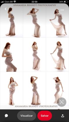 the pregnant woman poses in her white gown for an advertise photobooting