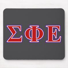 the word zeope in red and purple on a gray mouse pad