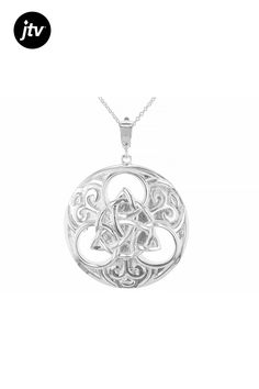 Artisan Collection of Ireland��� Silver Tone Viking Enhancer/Brooch With 24" Chain. Measures approximately 2.09"L x 1.53"W. 3mm bail. Lobster clasp closure and pin closure. Symbolic Round Pendant Necklace, Symbolic Round Large Pendant Jewelry, Symbolic Round Necklace With Intricate Design, Collectible Round Necklace With Intricate Design, Lobster Clasp, Vikings, Silver Tone, Chain, Silver