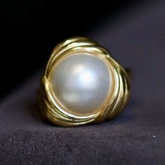 Natural Mabe Pearl Ring With s925 Sterling Silver|Vintage Pearl Jewelry|Statement Pearl Ring silver|Everyday Real Pearl ring\gift for mom 💚💚 Specifics: 💚Materials: Natural Mabe Pearl With 24k gold plated s925 silver 💚Size: 18mm*18mm 💚Closure: the closure is made of 925 sterling silver.  💚Metal: Gold plated s925 silver 💚Handmade Artwork, original design and copyright protected💚 💚The ring size is adjustable, ensuring a comfortable fit for various finger sizes. You can easily customize it Timeless Pearl Ring Gift, Gold Sterling Silver Pearl Ring For Formal Occasions, Gold Pearl Ring In Sterling Silver For Formal Occasions, Elegant Formal Pearl Ring Stamped 925, Antique Pearl Ring For Formal Occasions, Formal Gold Pearl Ring In Sterling Silver, Elegant White Gold Pearl Ring Stamped 925, Heirloom Pearl Open Ring As Gift, Stamped 925 Pearl Ring For Wedding