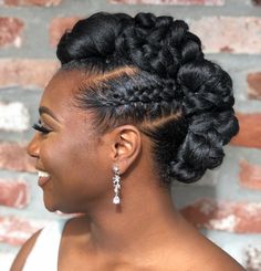 Twisted Mohawk Natural Hair, Braided Bun For Black Women, Natural Hair Updo Wedding, Black Hair Bun, Braided Mohawk, Twist Updo