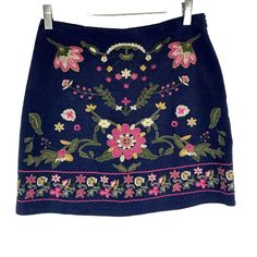 Harper Heritage M Colorful Floral Embroidered Corduroy Mini Skirt Navy Blue Side Zip New With Original Tags Attached Fully Lined Navy Blue Corduroy With Beautiful Pink, White, And Yellow Embroidered Flowers On The Front. Hand Wash From A Non-Smoking Home. Approximate Measurements, Laid Flat: Across Waist: 14.5" Length: 17" Embroidered Corduroy, Corduroy Mini Skirt, Blue Corduroy, Front Hand, Navy Blue Color, Embroidered Flowers, Side Zip, Pink White, Mini Skirt