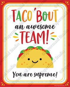 a card that says taco bout an awesome boss you are supreme