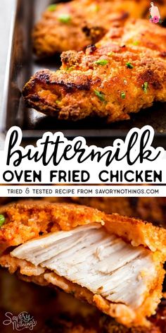 buttermilk oven fried chicken is an easy and delicious dinner recipe that's ready in under 30 minutes