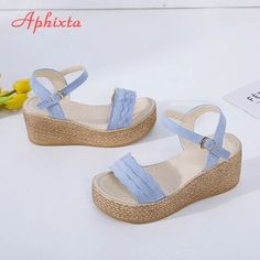 Wedge Sandals Peep Toe Buckle Pleated Woman Wedges Fashion Summer High – lastrafashion Adjustable Fabric Sandals For Summer, Summer Beach Fabric Wedge Sandals, Summer Fabric Wedge Sandals With Open Toe, High Heel Fabric Sandals For The Beach, Fabric Ankle Strap Sandals For Summer, Summer Fabric Ankle Strap Sandals, Summer Fabric Sandals With Round Toe, Summer Fabric Open Toe Wedge Sandals, Flat Fabric Sandals For Summer