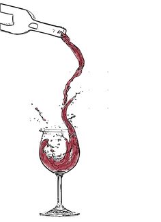 a wine glass being filled with red wine