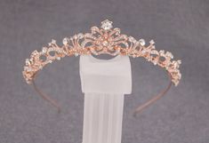 Rose gold tiara Rhinestone Wedding Bridal Crown Princess Crown, Princess Tiara, Bridal Tiara Wedding Crown Headpiece headband  This elegant and sparkle rhinestone Tiaras  is perfect for your wedding or formal night out. This Tiaras is flexible. It will be perfect for the bride.  The Metal Headband measured approx. 14" long. The rhinestone part of the headband is about 9" long and the center is 1.25" high. Tone color: Silver tone, Gold tone and Rose gold tone. If you have any question, please sen Tiara Simple, Hair Tiara, Crystal Wedding Tiaras, Rose Gold Tiara, Crown Headpiece, Tiara Headpieces, Pearl Bridal Headband, Crystal Bridal Tiaras, Rhinestone Rose