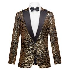 How to be the brightest on center stage? Try this sequin Tuxedo, where the gradient of the gorgeous fabric appears in a glamorous atmosphere when the light hit Luxury Tuxedo, Dinner Jacket Wedding, Mens Floral Blazer, Floral Suit Jacket, Prom Blazers, Prom Suit, Prom Tuxedo, Classic Flower, Floral Party Dress