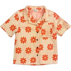 Elevate your little one's style with Appaman's Light Orange Collared Tee. This button-up short sleeve, paired with matching shorts, is the epitome of resort fashion. The terry cloth fabric features charming orange daisies, adding a playful touch. Perfect for sunny getaways or casual outings, this set combines comfort and chic seamlessly. Embrace the allure of the Resort Collection where every outfit is a statement. Dive into sunny days with this must-have duo! | Appaman | Girls Resort Short Sleeve Shirt, Daisies (Prints, Size 2Y) | Maisonette collects the best children’s products from around the world (unlike Zulily, Etsy, The Tot, Farfetch Kids, Childrensalon, Crate and Kids, Kohls, Wayfair, Buy Buy Baby, Nordstroms, Mini Boden, J.Crew Factory, or PotteryBarn Kids), creating a curated sho Short Sleeve Orange Top For Loungewear, Orange Summer Playwear Tops, Orange Summer Tops For Playwear, Summer Short Sleeve Tops For Playtime, Summer Tops With Short Sleeves For Playtime, Collared Summer Tops For Playtime, Summer Collared Tops For Playtime, Collared Tops For Summer Playtime, Summer Playtime Collared Top