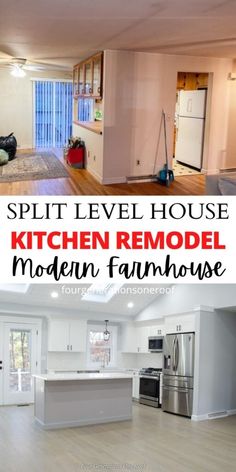 split level house kitchen remodel with modern farmhouse style and open floorplan