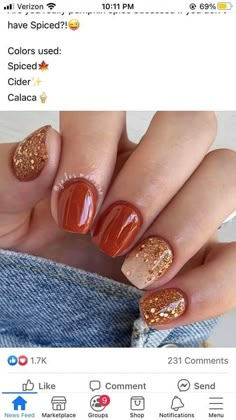 Fall Color Nail Designs Autumn, Thanksgiving Gel Nails Short, Unique Fall Nails, Luminary Nails, Aesthetic Mode, 2024 Nails, November Nails, Fall Gel Nails, Cute Nails For Fall