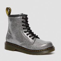 Dr. Martens Nwt 1460 Glitter Toddler Lace Up Boots In Gunmetal Size 10. New With Tags. Made For The Most Rebellious People On The Planet Toddlers This Mini Version Of Our Original 1460 Boot Comes In A Shiny, Sparkly Glitter Covered With A Protective Clear Coat. Flexible Cemented Sole Construction, For Growing Feet Retains Classic Doc Martens Dna, Like Air-Cushioned Soles With Grooved Edges And Visible Stitching Coated Glitter - A Soft Suede With A Fine Pebble Embossed And Glitter Inlay. Classic Doc Martens, Visible Stitching, Clear Coat, Doc Martens, Soft Suede, Lace Up Boots, Kids Shoes, Shoe Boots, Stitching