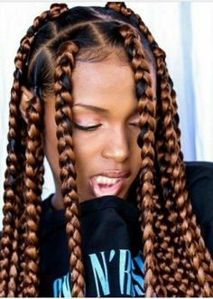 Brown Jumbo Box Braids, Blonde Jumbo Box Braids, Big Jumbo Box Braids, Big Box Braids Jumbo, Jumbo Box Braids Styles, Brown Braids, Trendy We Fryzurach, Big Box Braids