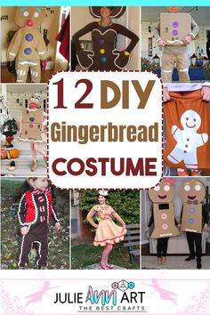 gingerbread costume collage with text overlay that says, 12 diy gingerbread costume