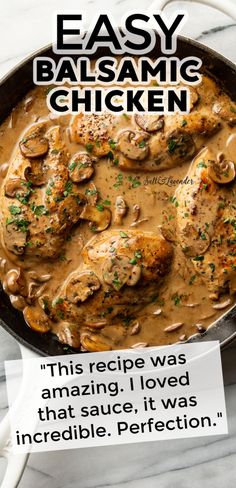 an easy balsamic chicken recipe in a skillet