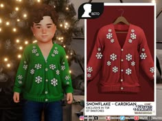 an image of a child's cardigan sweater with snowflakes on it