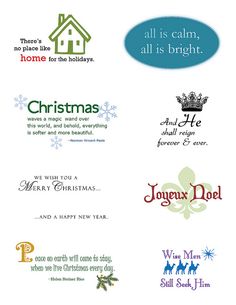 the logos for christmas and new year's eve are shown in different styles, from green to blue