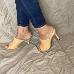 Great Pair Of High Heel Mules By Nine West. Size Says 8.5 But They Fit A 9. Nude Leather, 4” Stiletto Heel. Only Worn For Fashion Shows Never Worn Outside. High Heel Mules, Heel Mules, Clog Heels, Nude Color, Nine West Shoes, Fashion Shows, Stiletto Heel, Nine West, High Heel