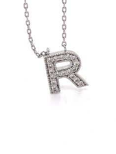 R Letter necklace - 0.14ct diamond, 14K White gold necklace, Initials necklace, Monogram necklace, diamond necklace gift, R pendant necklace Jewelry White Gold 14k  (the gold has been tested by a professional) Total Carat Weight:0.14ct (Approx.) Total Metal Weight: 1.78 g Size: Pendant: Pendant:8.94 x 8.24 mm                          Chain 45cm                                                                                                                                                                                                                                                                                                                                                                                                                                      Grading Results: Stone Type: Dia Formal Initial Pendant Diamond Necklace, Initials Pendant Diamond Necklace For Formal, Initials Pendant Diamond Necklace For Formal Occasions, Formal Diamond Pendant Necklace With Initials, Formal Diamond Pendant Necklace, Diamond Initial Necklaces For Wedding, Diamond Initial Necklace For Wedding, Diamond Initials Necklace For Wedding, Wedding Diamond Necklace With Initials