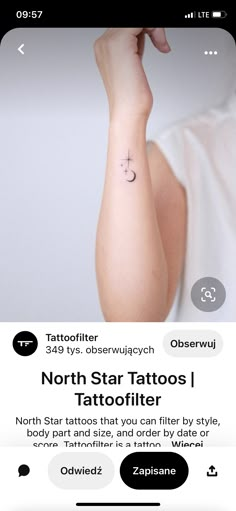 a person with a tattoo on their arm and the text north star tattoos i tattoofitter