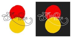 two different logos with the same type of lettering on them, one is red and yellow