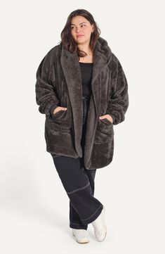 If a comfy robe and cozy blanket got together they'd create this wonderfully plush hooded wrap that's perfect for couch snuggles and coffee-shop hangouts. 32" length (size Small) Fixed hood Long sleeves 100% polyester Machine wash, line dry Imported Bf Love, Stay Cozy, Cozy Blankets, One Design, Warm And Cozy, Coffee Shop, Blankets, Top Brands, Couch