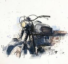 a drawing of a motorcycle on a white background