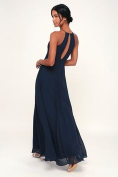 Night of Romance Navy Blue Sleeveless Maxi Dress Flattering Bridesmaid Dresses, Navy Long Dress, Navy Blue Formal Dress, Blue Lace Maxi Dress, Navy Blue Gown, Royal Blue Maxi Dress, Navy Blue Maxi Dress, Velvet Bridesmaid Dresses, Bridesmaid Dressing Gowns