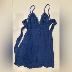 Brand: Dressy Girl Size: Small Description: Lauren Flowy Dress ( Blue) Open Back. Tie At The Back. Never Worn. Blue Spaghetti Strap Sundress For Party, Blue Summer Mini Dress With Spaghetti Straps, Blue Spaghetti Strap Dress With Lace Trim, Blue Cotton Mini Dress For Party, Blue Mini Dress With Lace Trim For Summer, Blue Mini Dress With Spaghetti Straps For Vacation, Blue Summer Dress With Lace Trim, Blue Spaghetti Strap Mini Dress For Vacation, Blue Mini Dress With Spaghetti Straps And Lace Trim